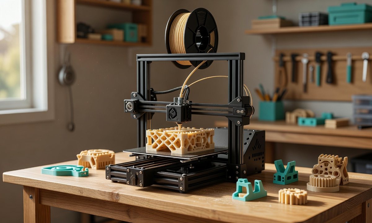 A 3D printer working in the REEF 3D workshop